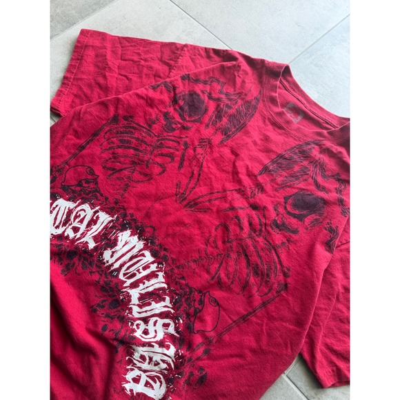 Vintage y2k Metal Mulisha Mens L Red Graphic T-Shirt Motocross Skater Skull - Picture 4 of 6